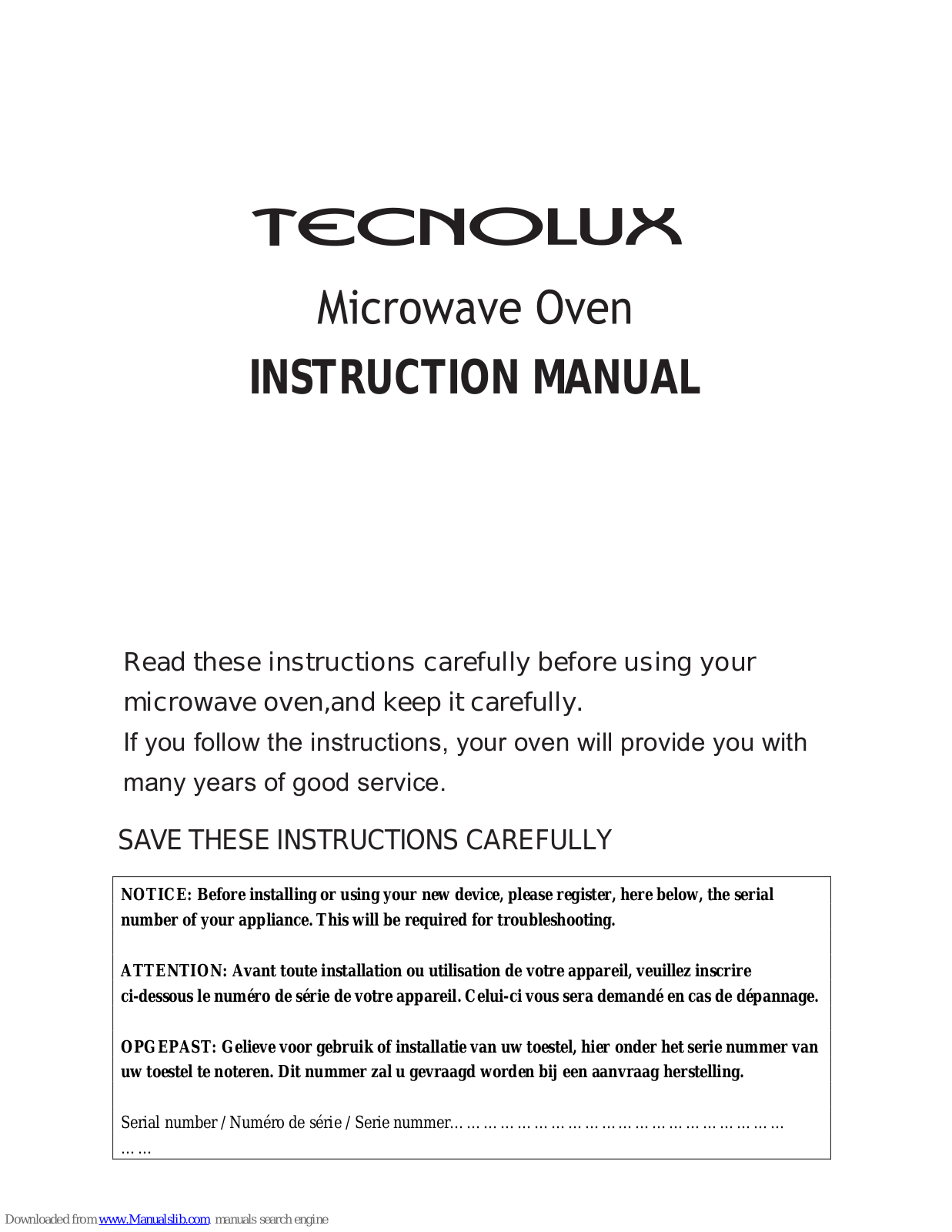 Tecnolux AC925EBL-595196 Instruction Manual