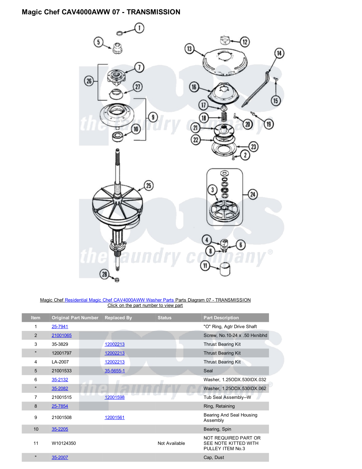 Magic Chef CAV4000AWW Parts Diagram