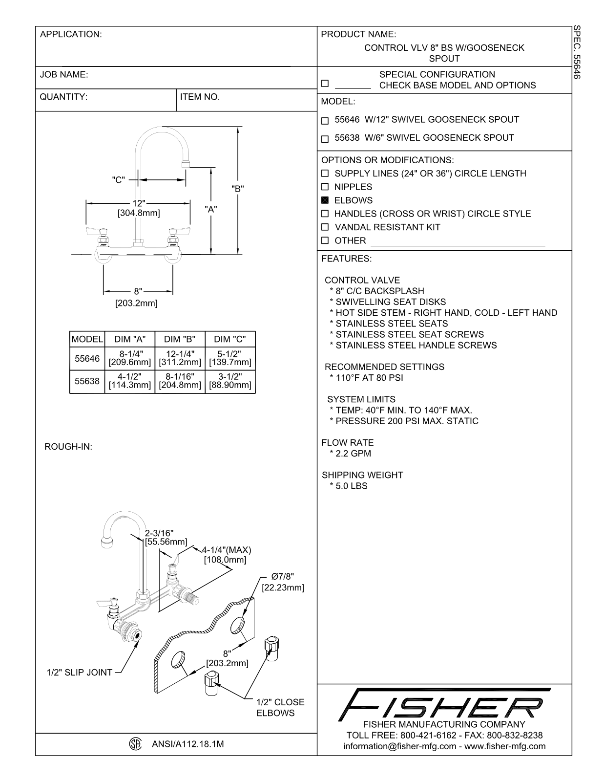 Fisher Manufacturing 55638 User Manual