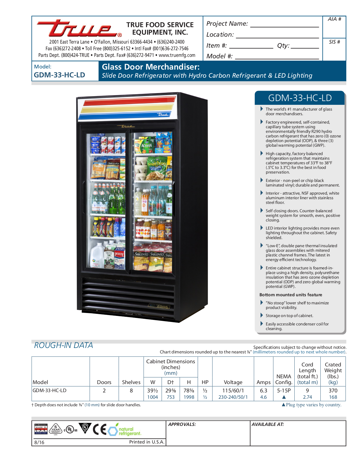 True GDM-33-HC-LD User Manual