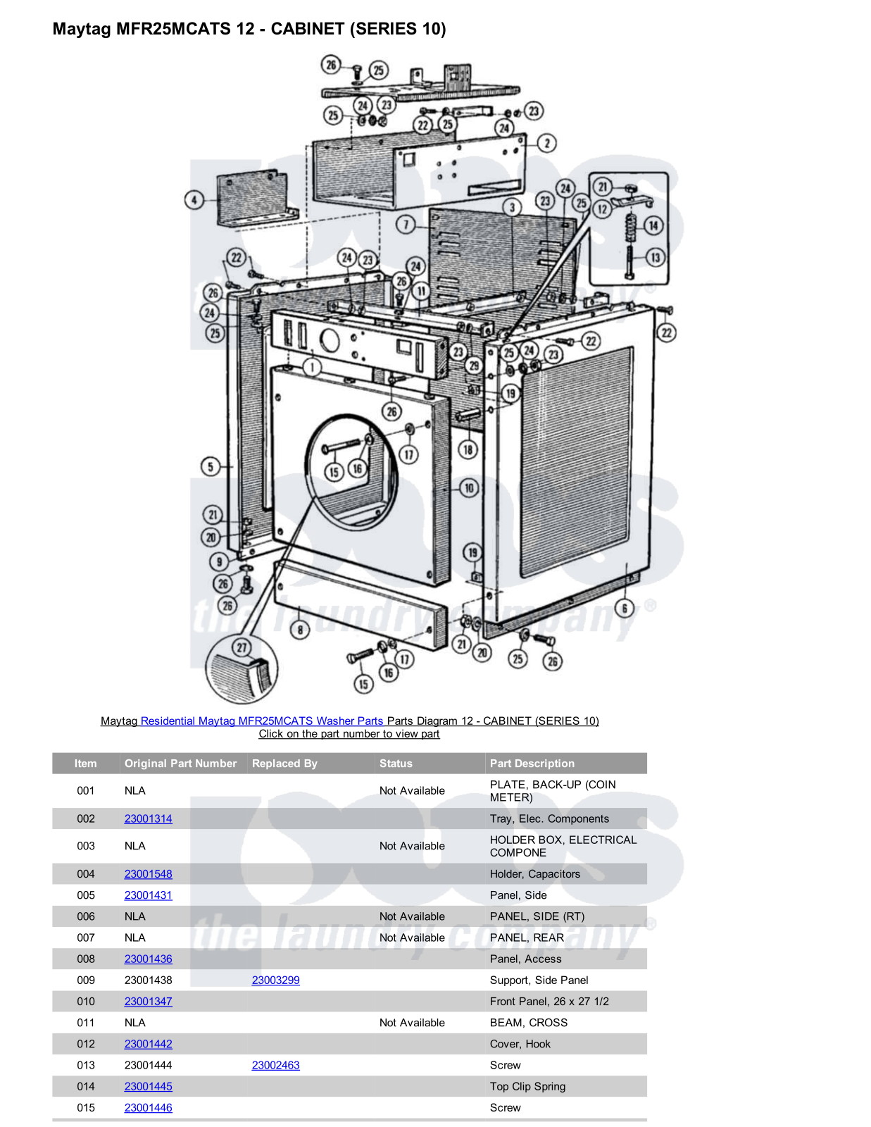 Maytag MFR25MCATS Parts Diagram