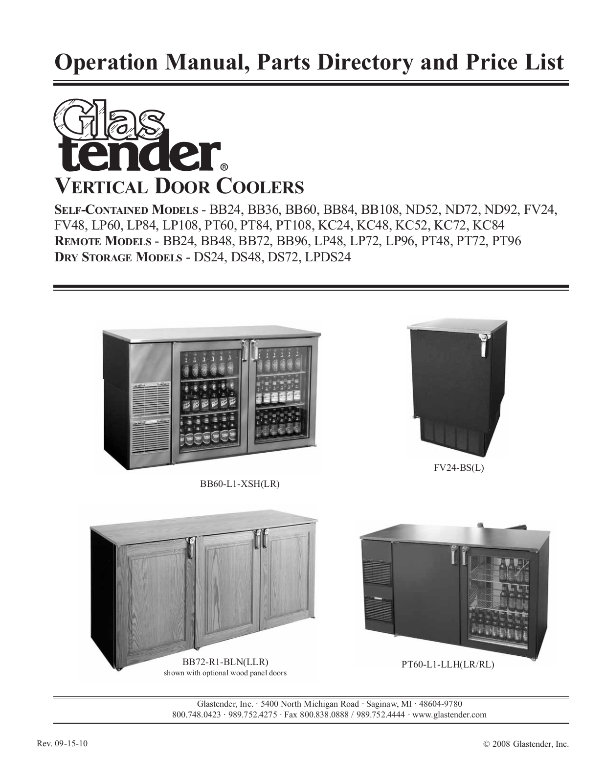 Glastender BB36, BB60, BB84, BB108, ND52 Operation Manual