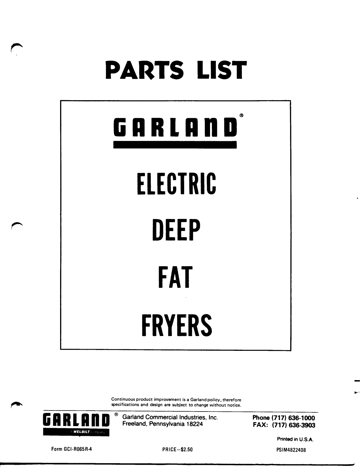 Garland 36ES11 Parts List