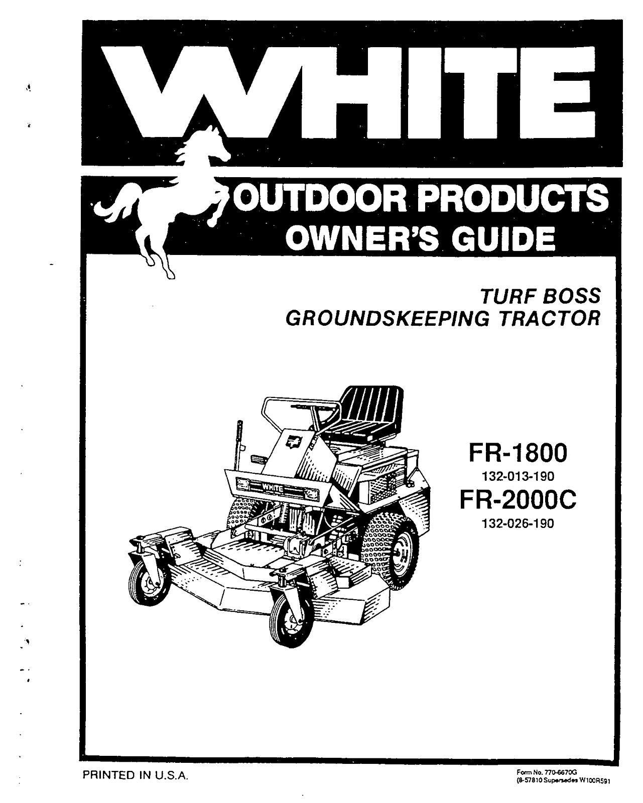 White FR-2000C, FR-1800 User Manual