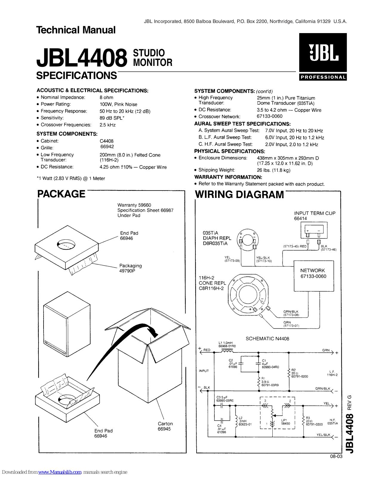 JBL 4408 Technical Manual