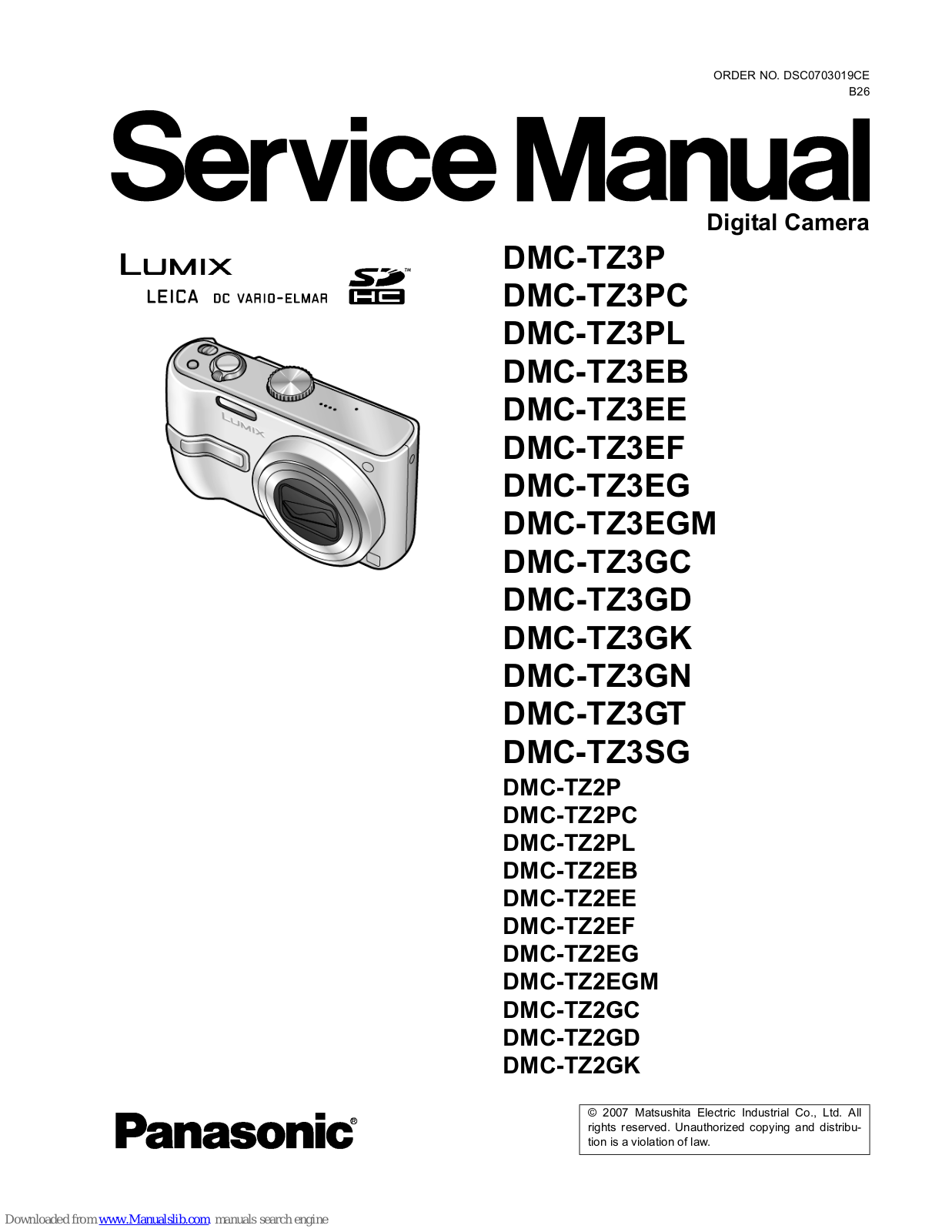 Panasonic Lumix DMC-TZ3EF, Lumix DMC-TZ3EG, Lumix DMC-TZ3EGM, Lumix DMC-TZ3GC, Lumix DMC-TZ3GD Service Manual