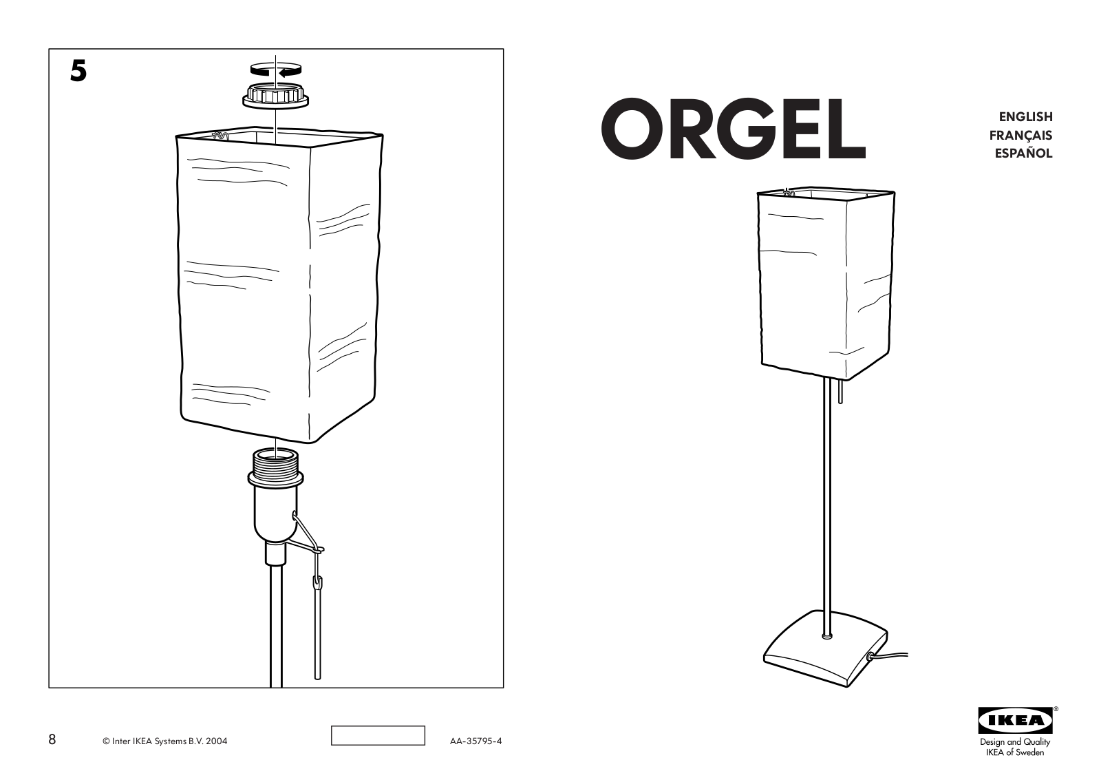 IKEA ORGEL FLOOR LAMP User Manual