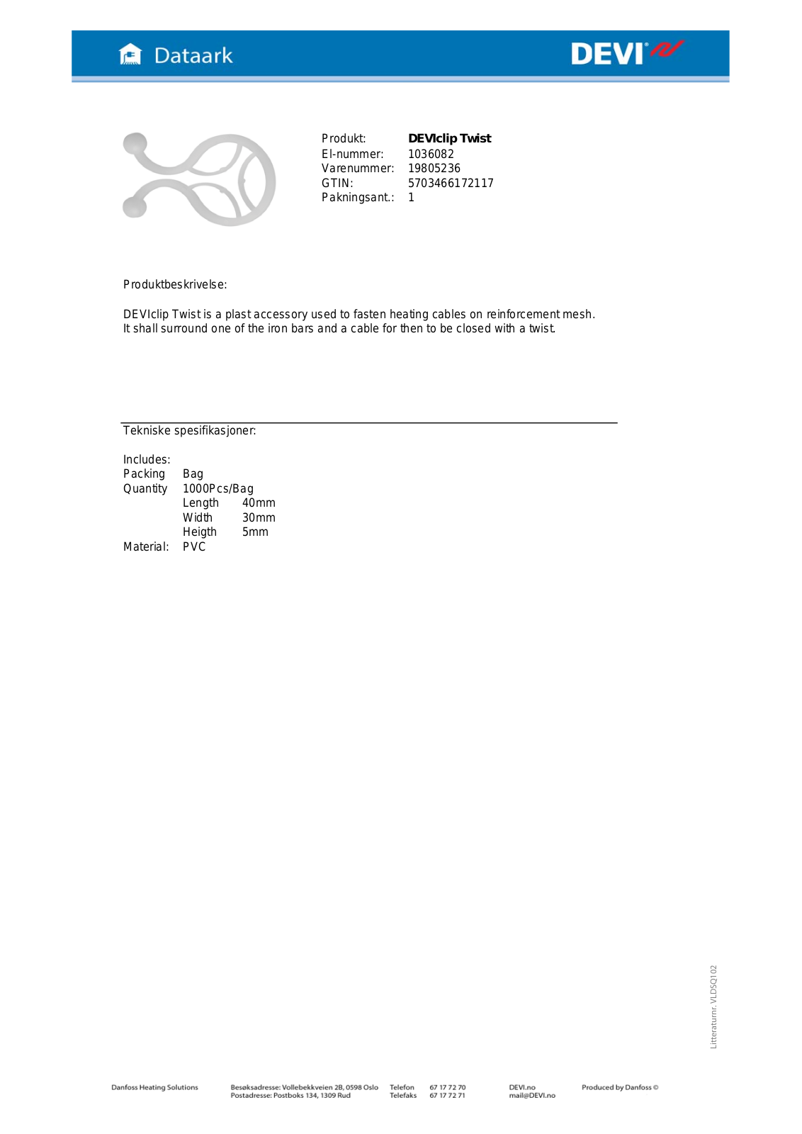 Danfoss DEVIclip Twist Fact sheet