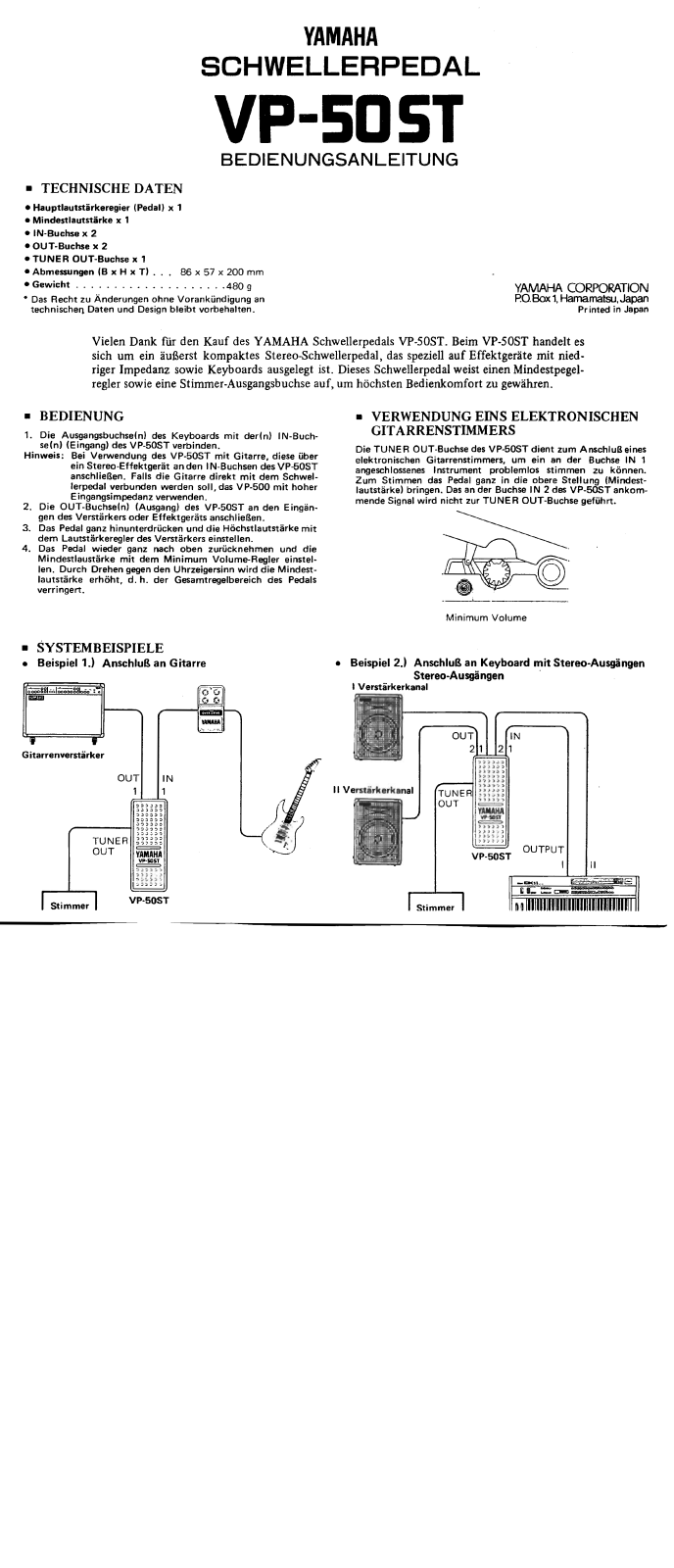 Yamaha VP-50ST OPERATION MANUAL