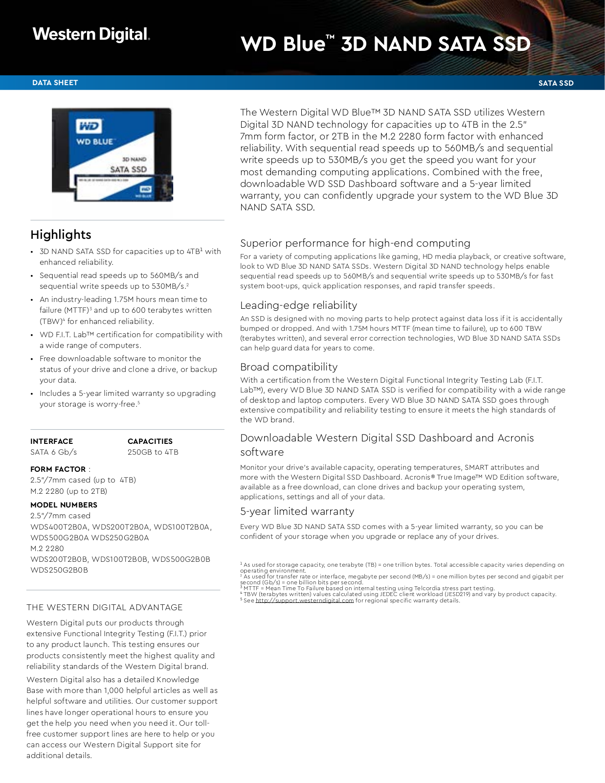 WD WDS400T2B0A Product Data Sheet