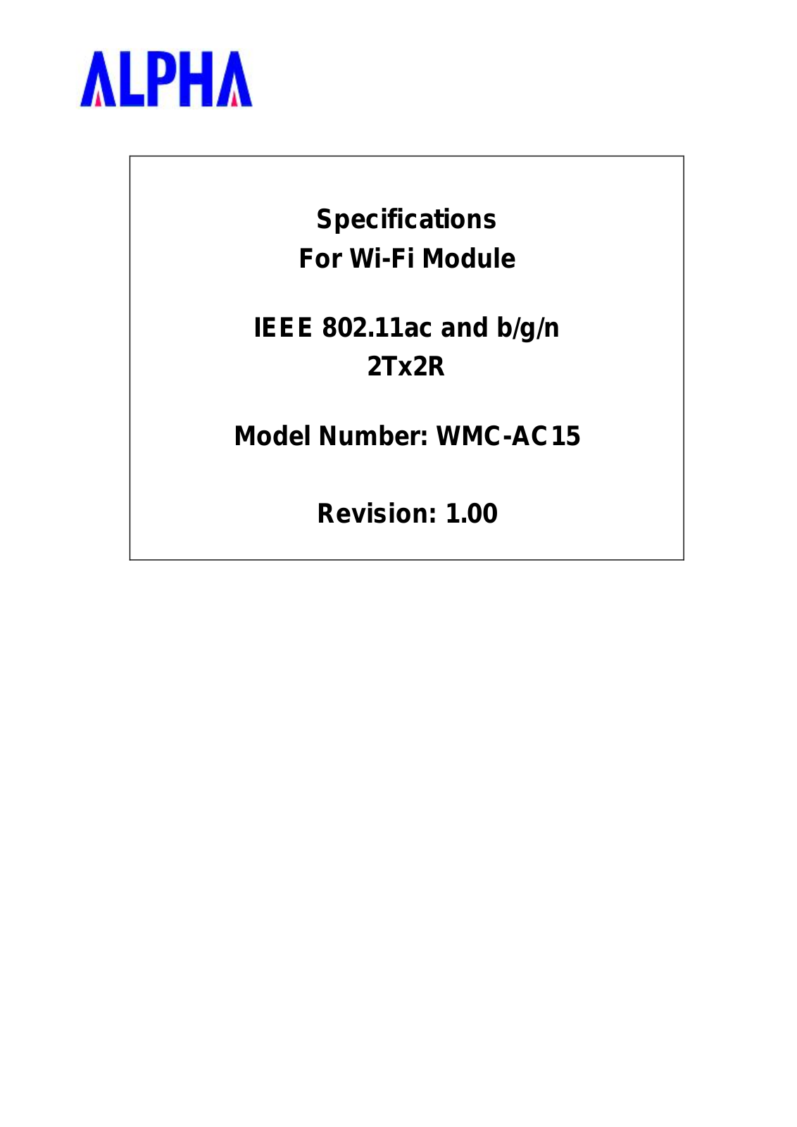 Alpha Networks WMCAC15 Specification