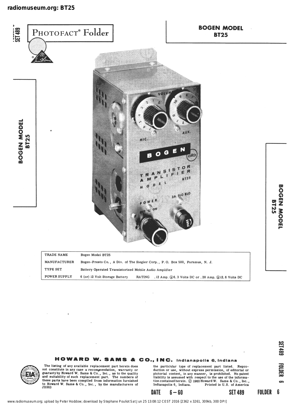 Bogen BT25 Service Manual