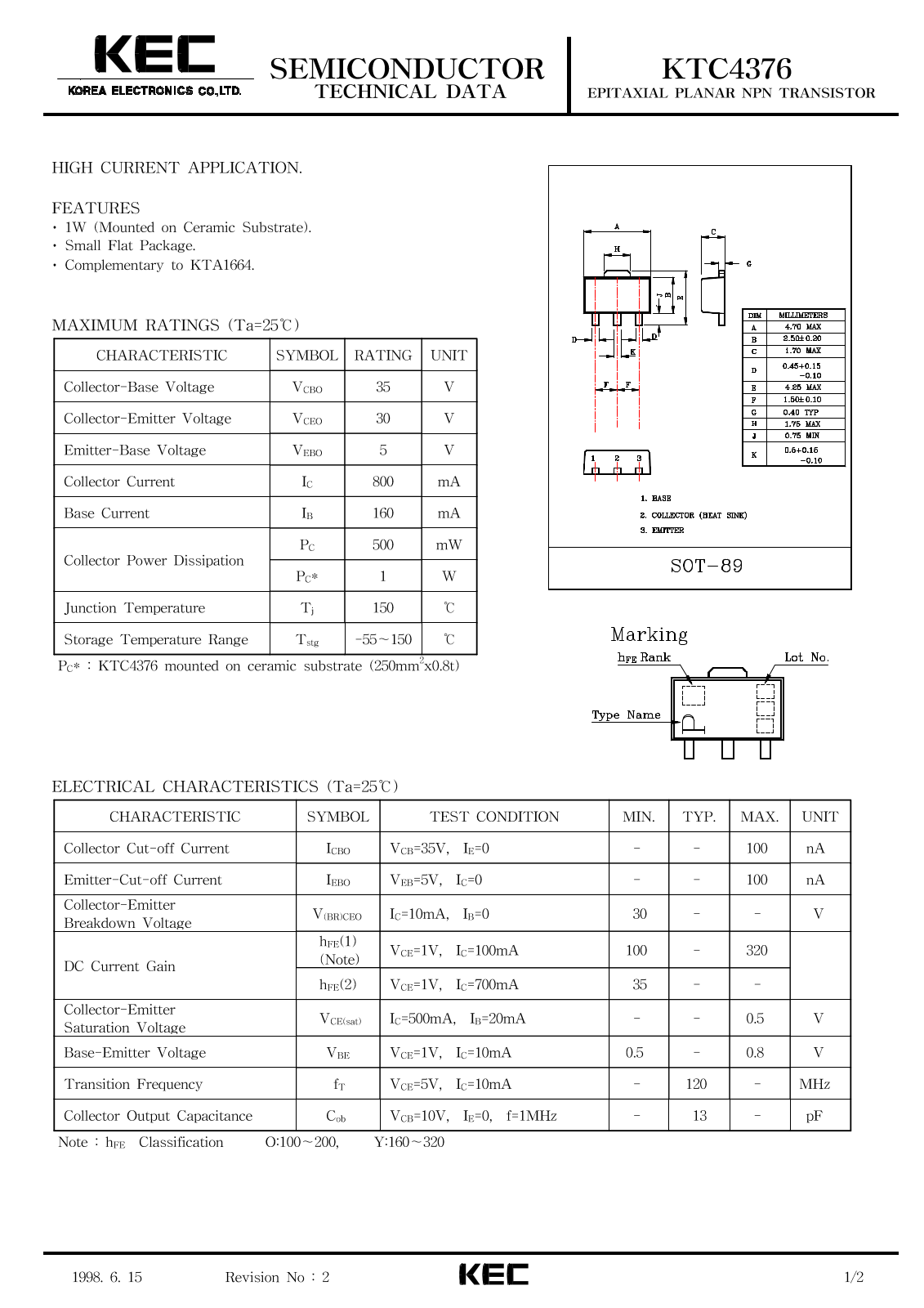 KEC KTC4376 Datasheet