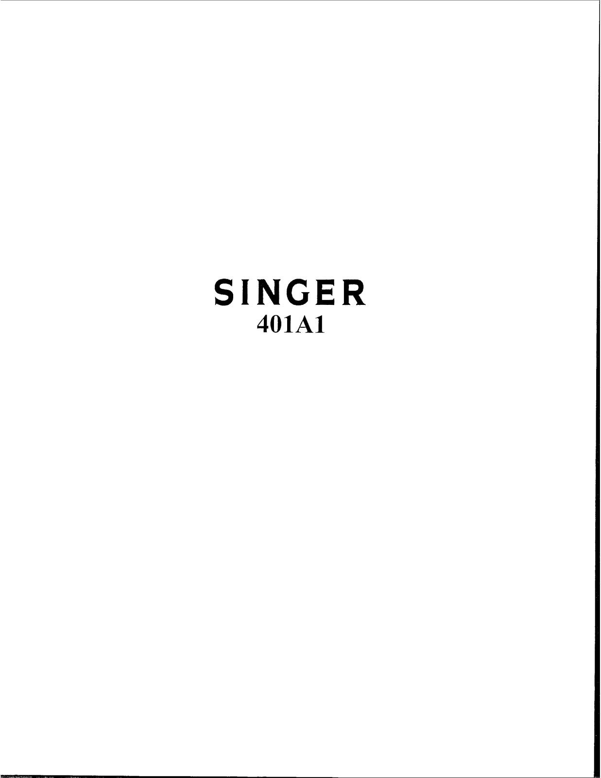 Singer 401A1 User Manual