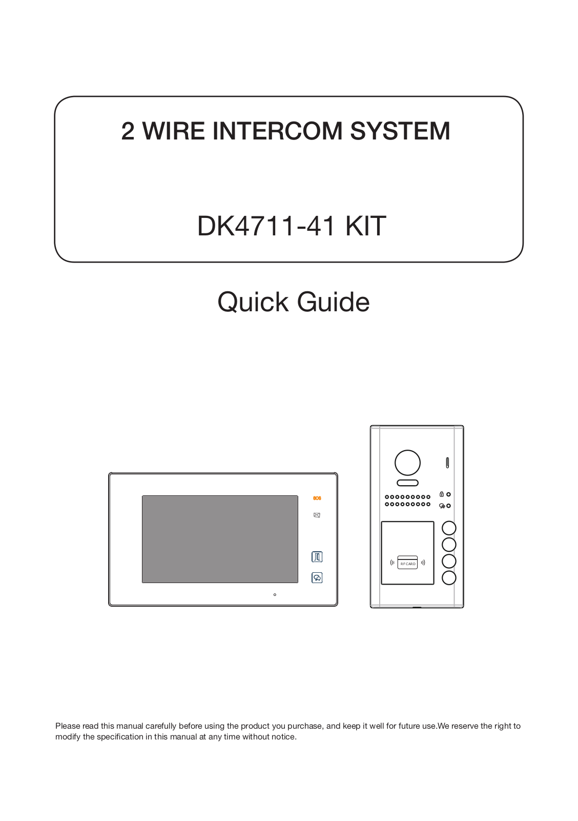 NY Wholesale Intercom DK4711MG, DK4741MG Quick Guide