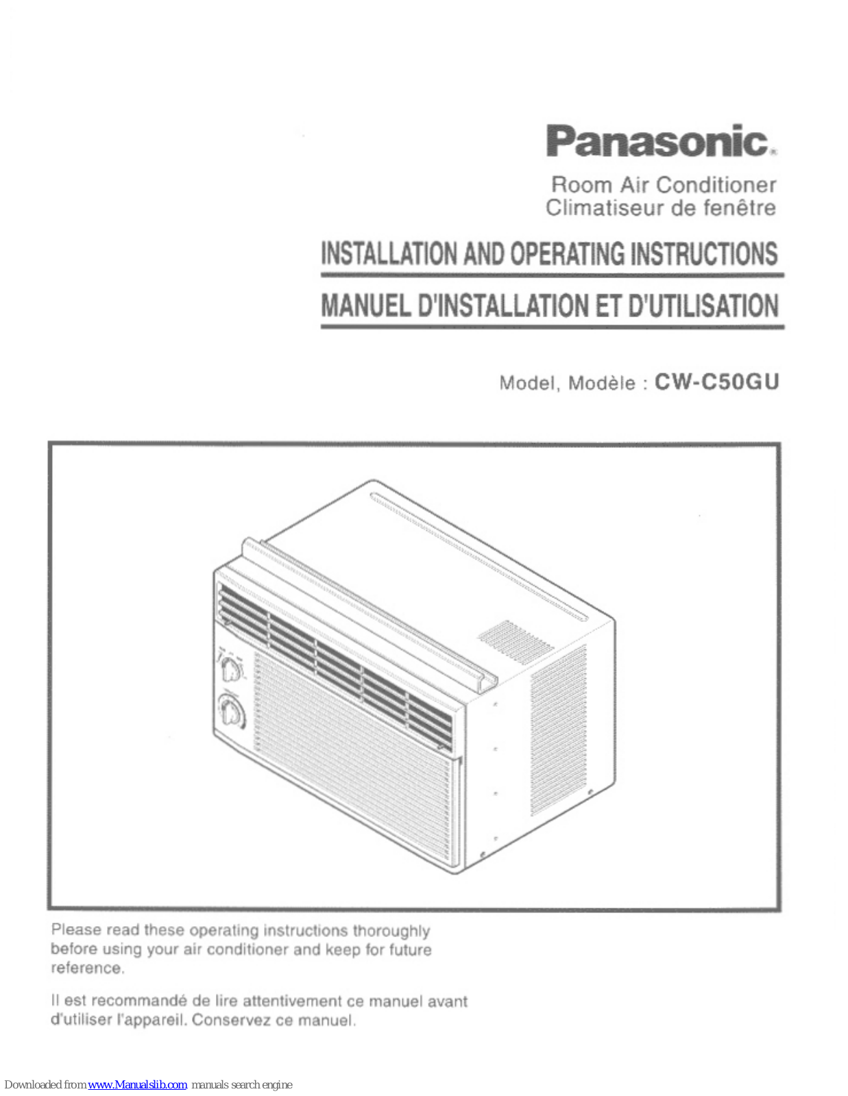 Panasonic French) Installation And Operating Instructions Manual