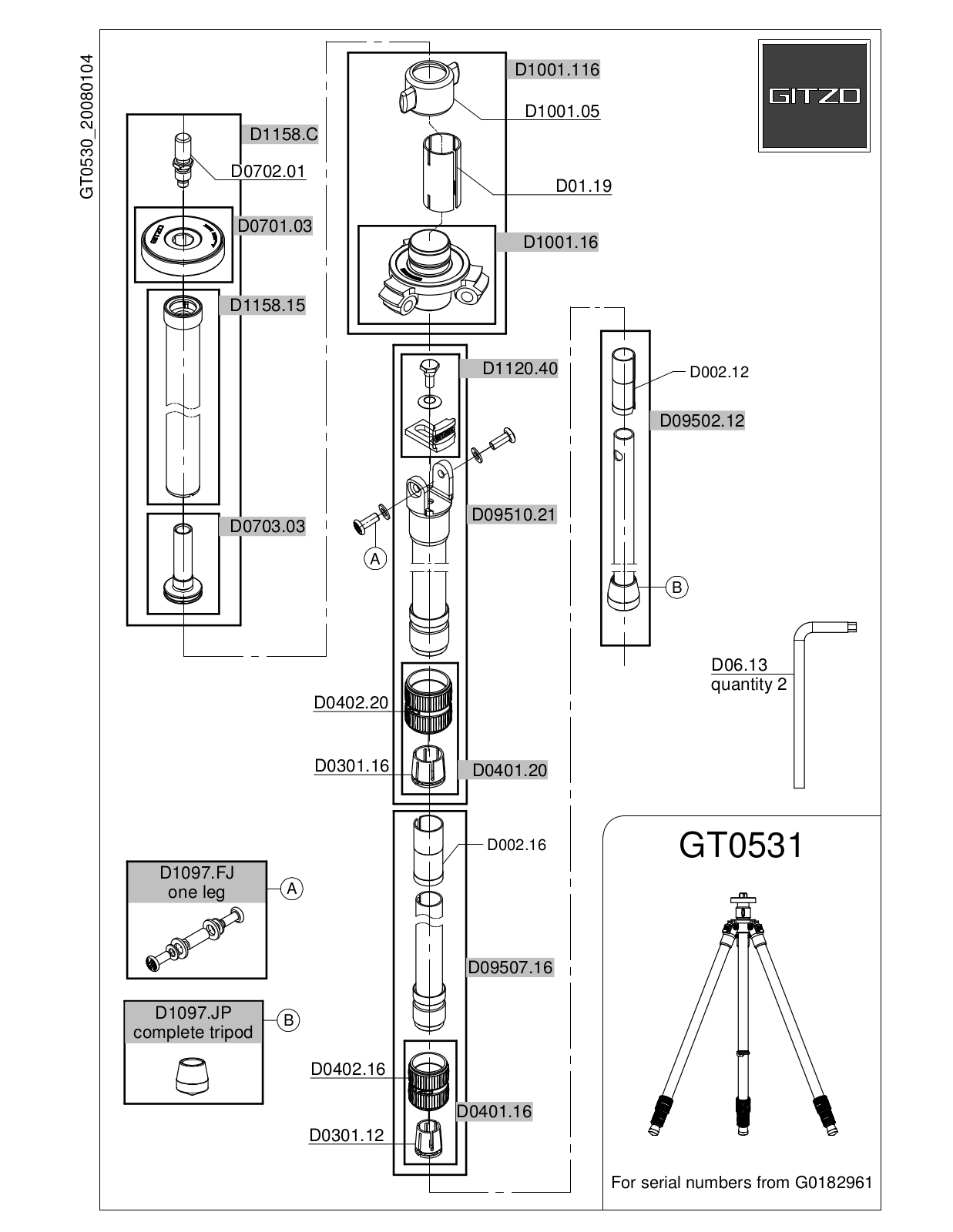 Gitzo GT0531 User Manual