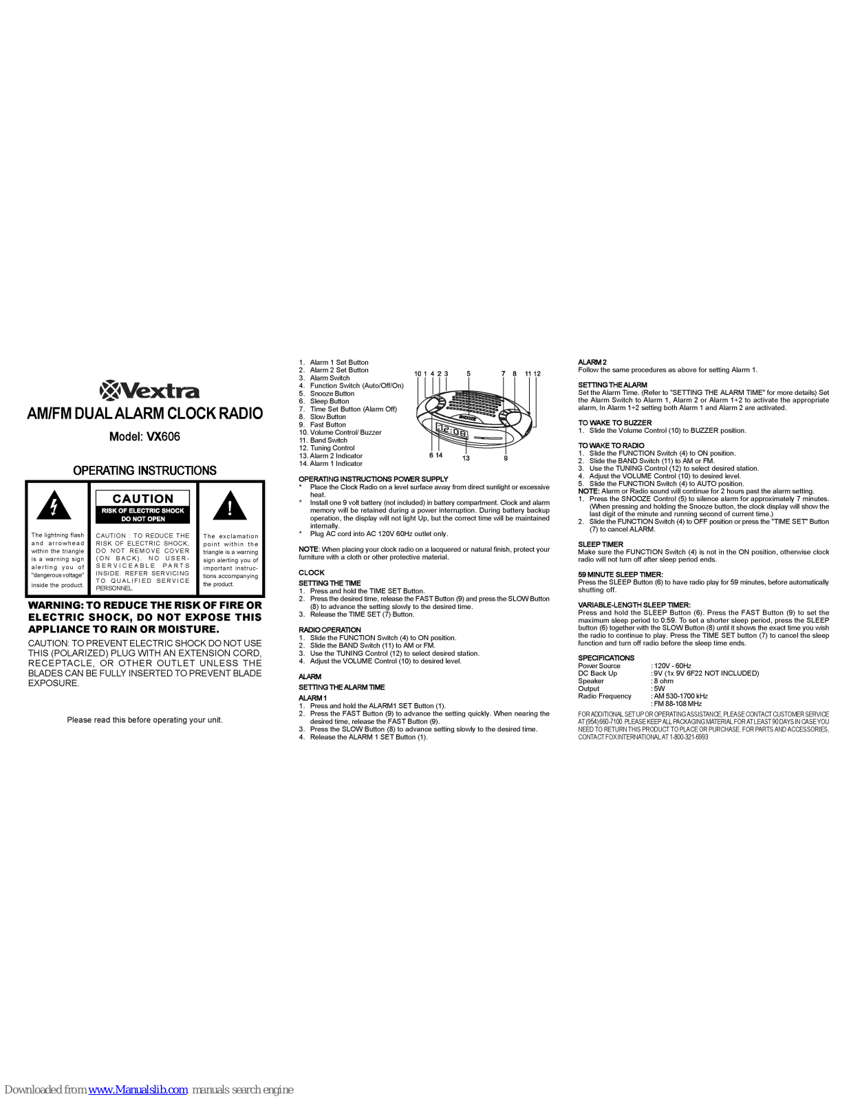 Vextra VX606 Operating Instructions Manual