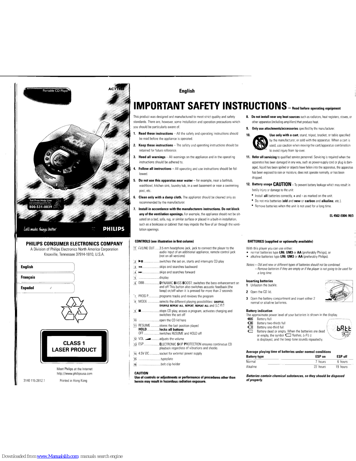 Philips AT7585, ACT7585/17, ACT7582/10, ACT7585, ACT7581/16 User Manual