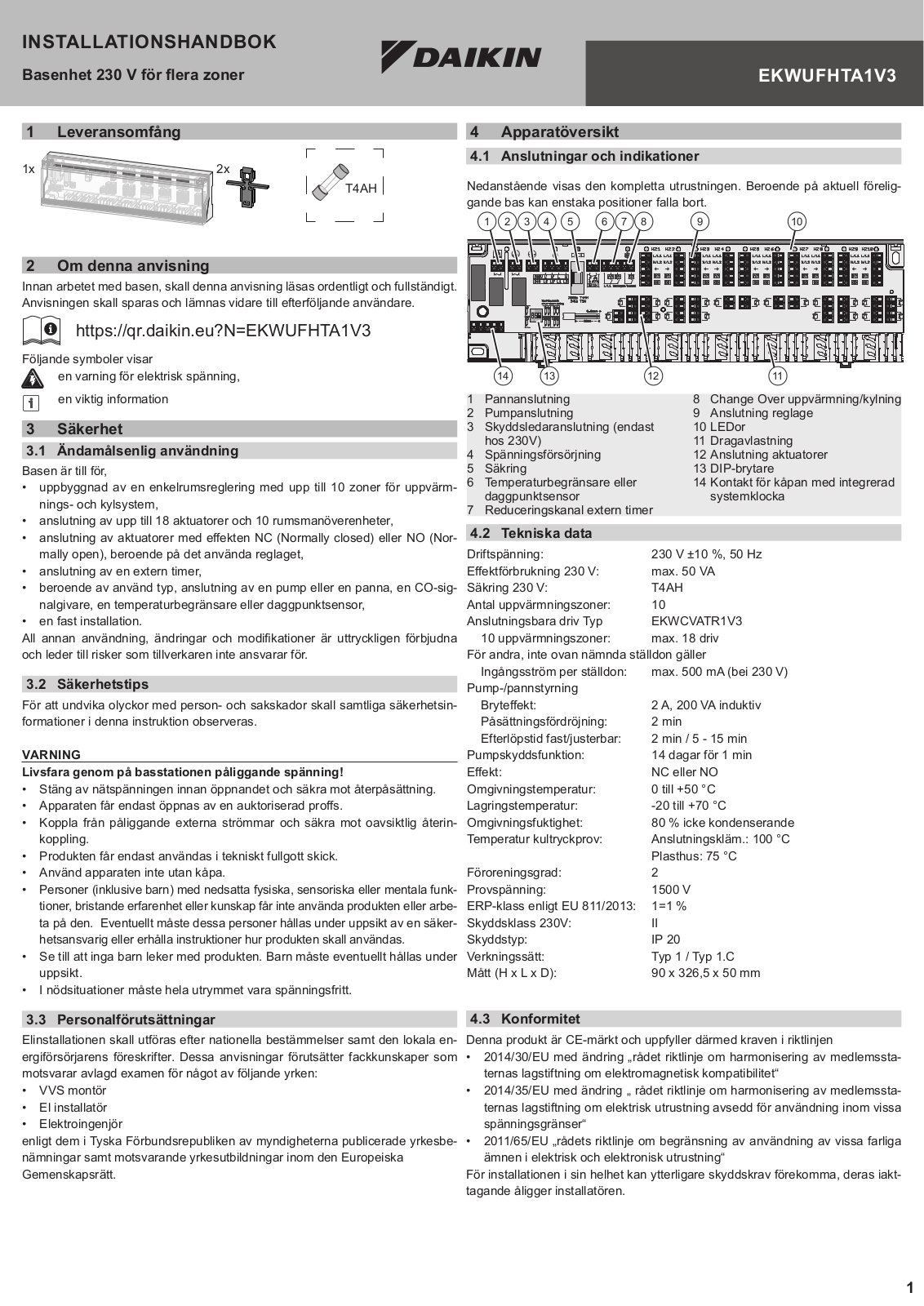 Daikin EKWUFHTA1V3 Installation manuals