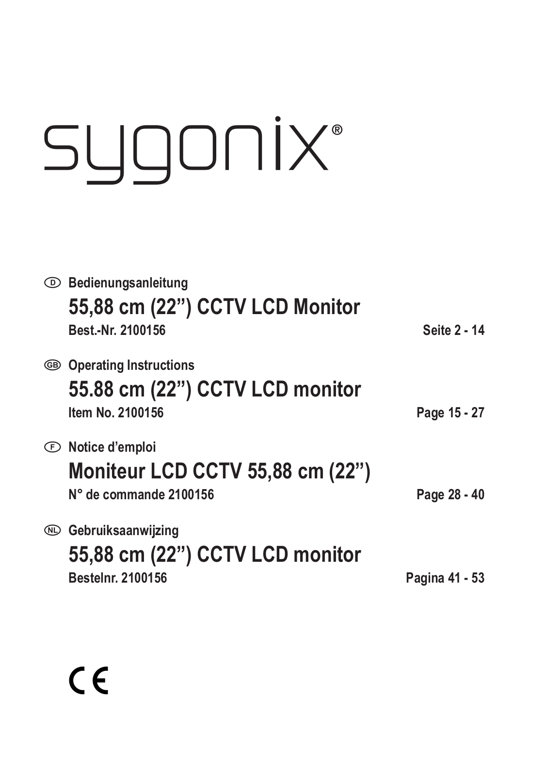 Sygonix 2100156 Operating instructions