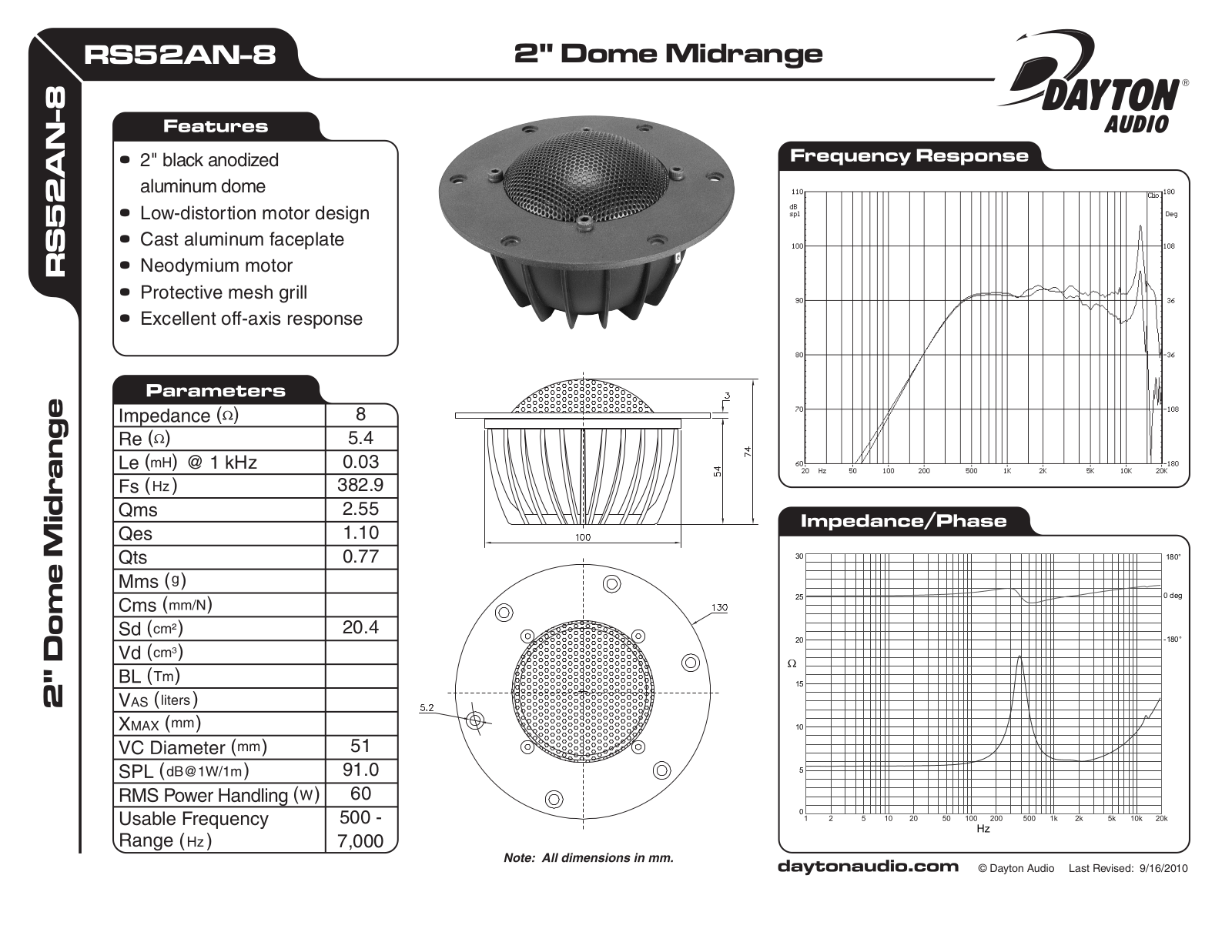 Dayton RS52AN-8 User Manual