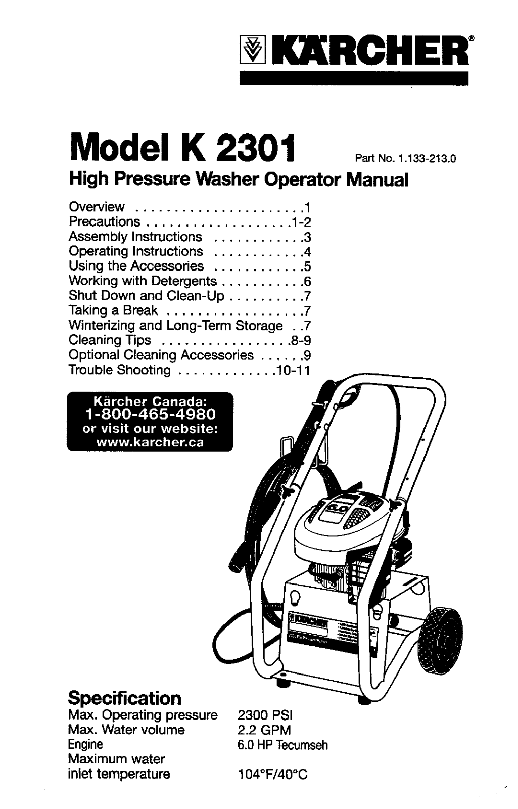 Karcher K 2301 User Manual