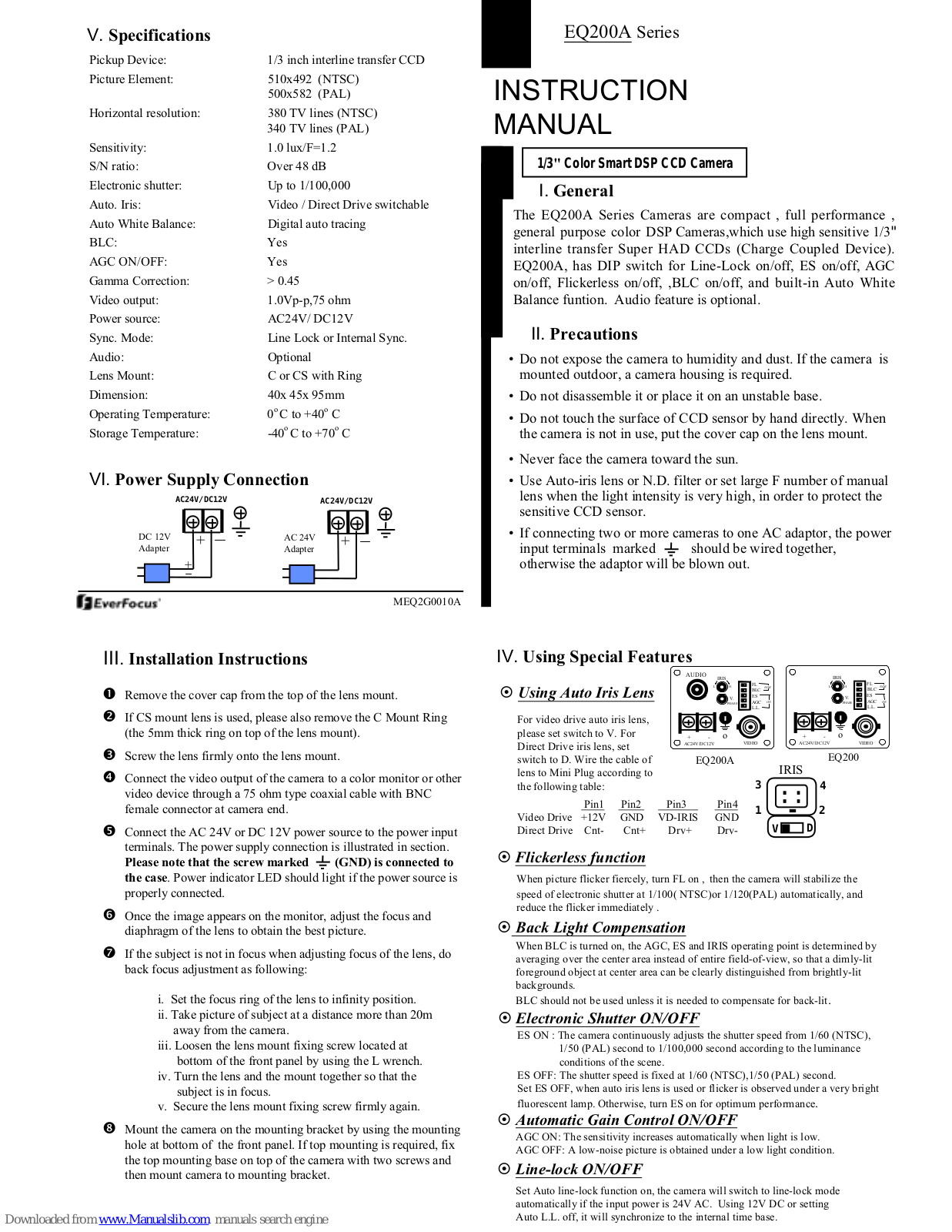 EverFocus EQ200A Series Instruction Manual