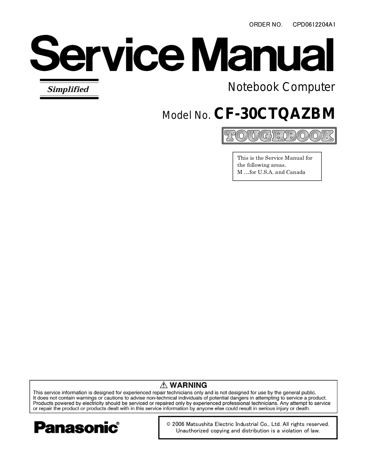 Panasonic CF-30CTQAZBM Service Manual