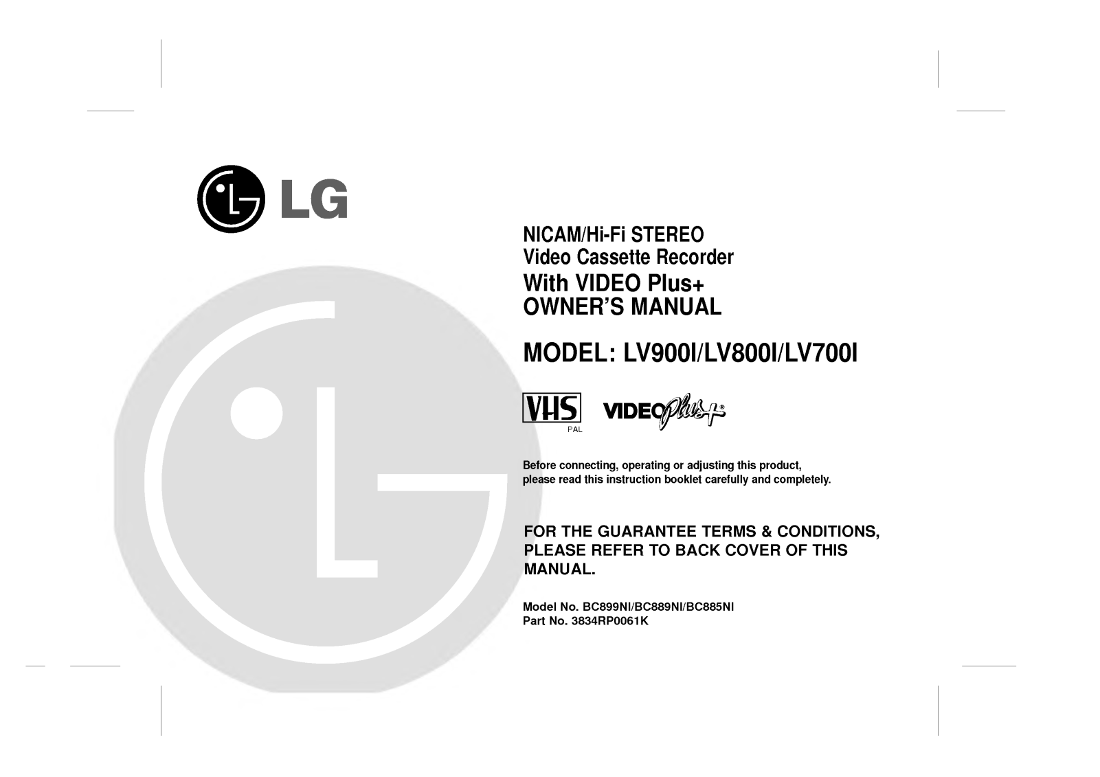 LG LV700I, LV800I Manual