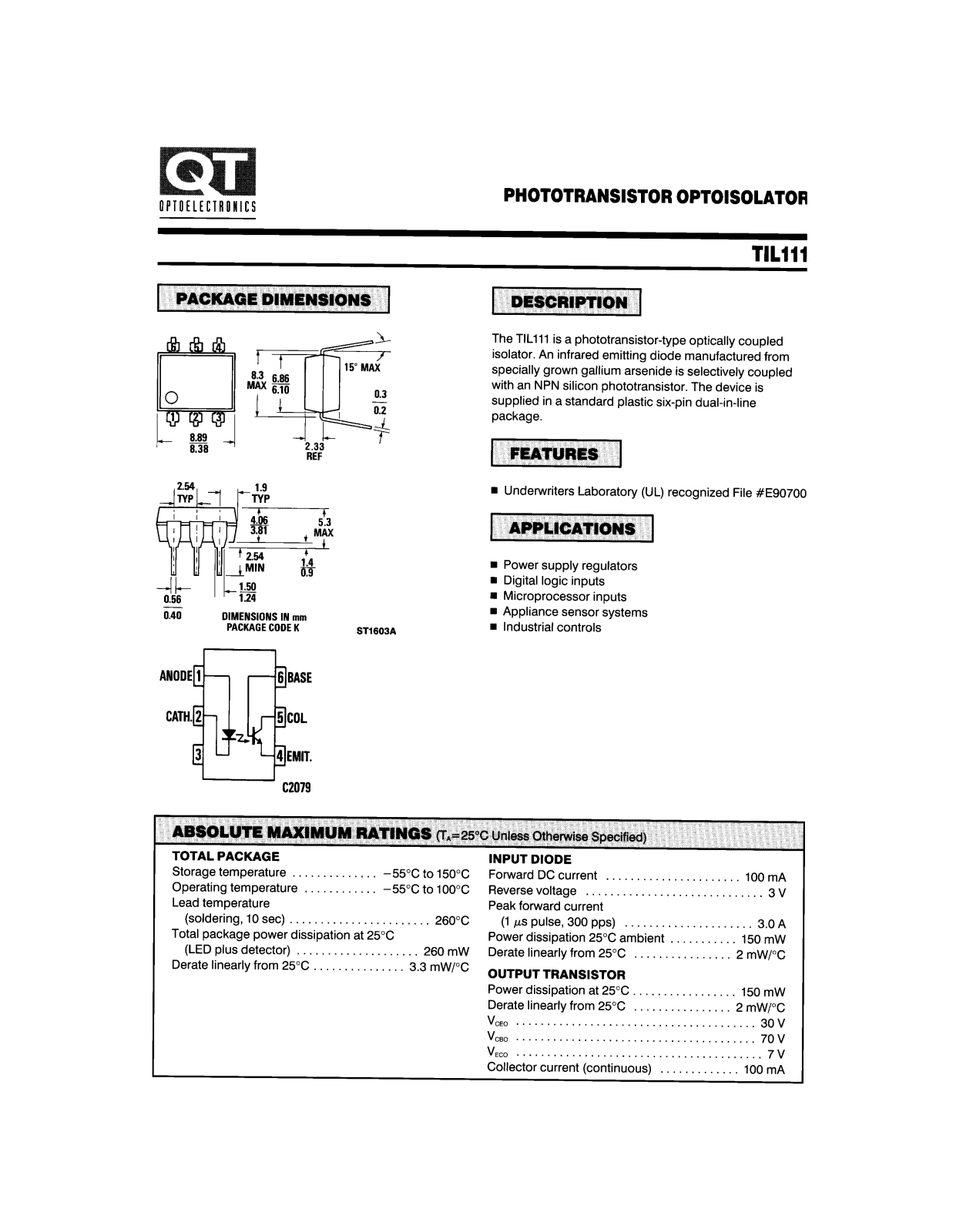 QT TIL111 Datasheet