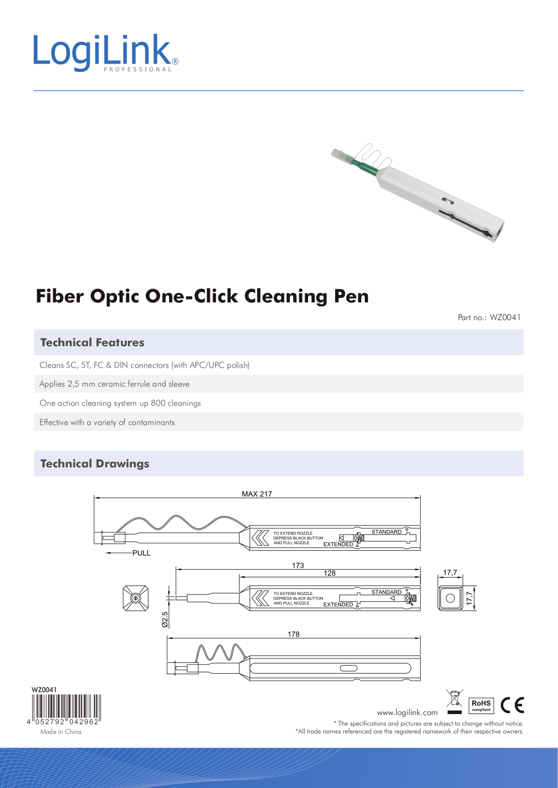 Logilink ILWL-TOOL-CLEAN4 Datasheet - ManualMachine.com