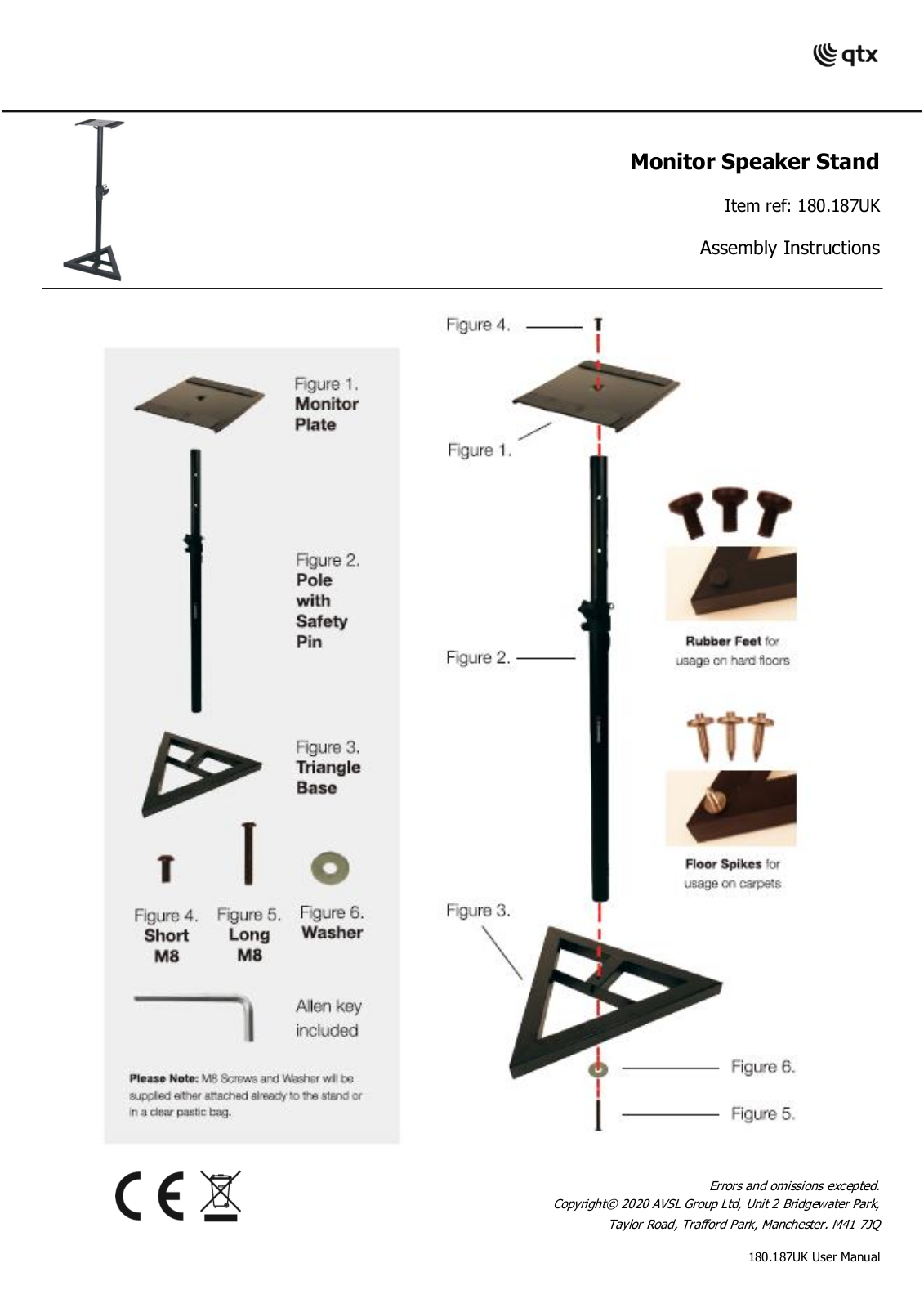 QTX Monitor Speaker Stand Instruction Manual