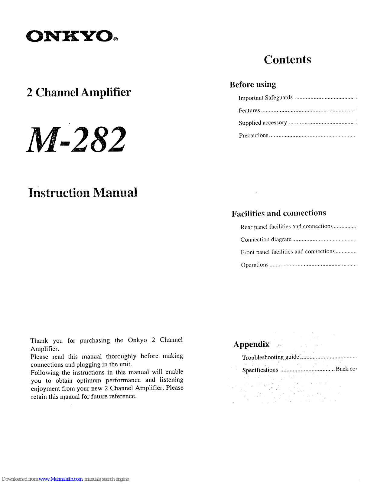 Onkyo M-282B Instruction Manual