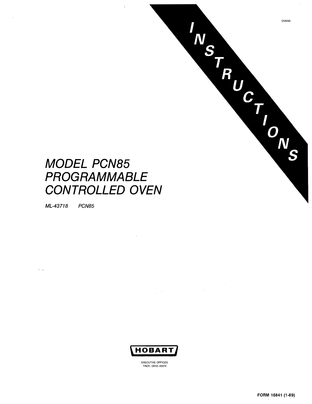 Hobart PCN85 User Manual