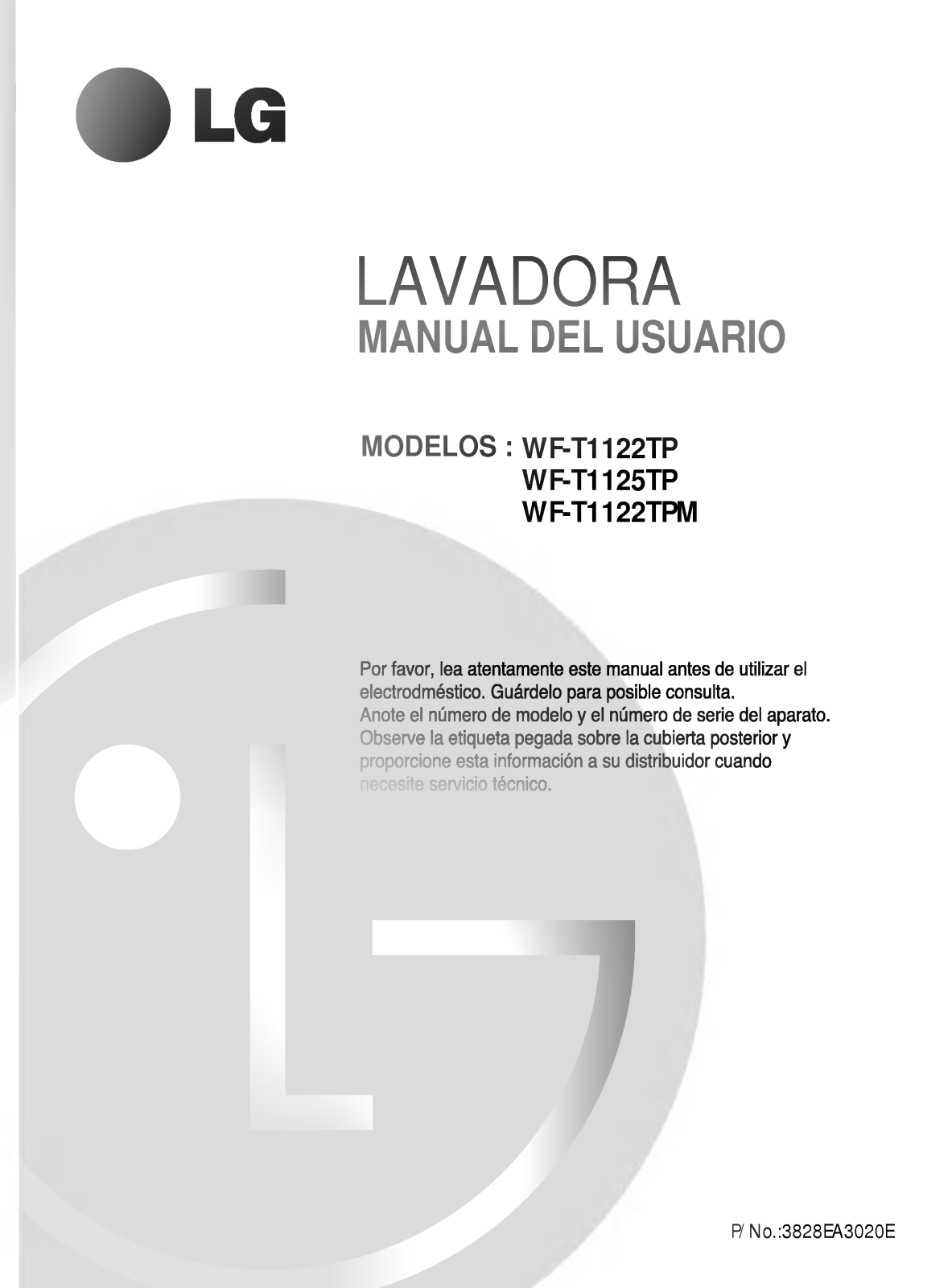 LG WF-T1022TPS Owner's manual