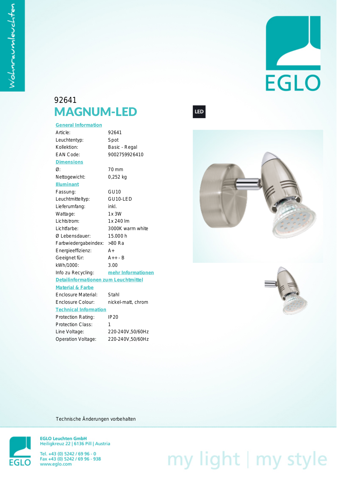 Eglo 92641 Service Manual