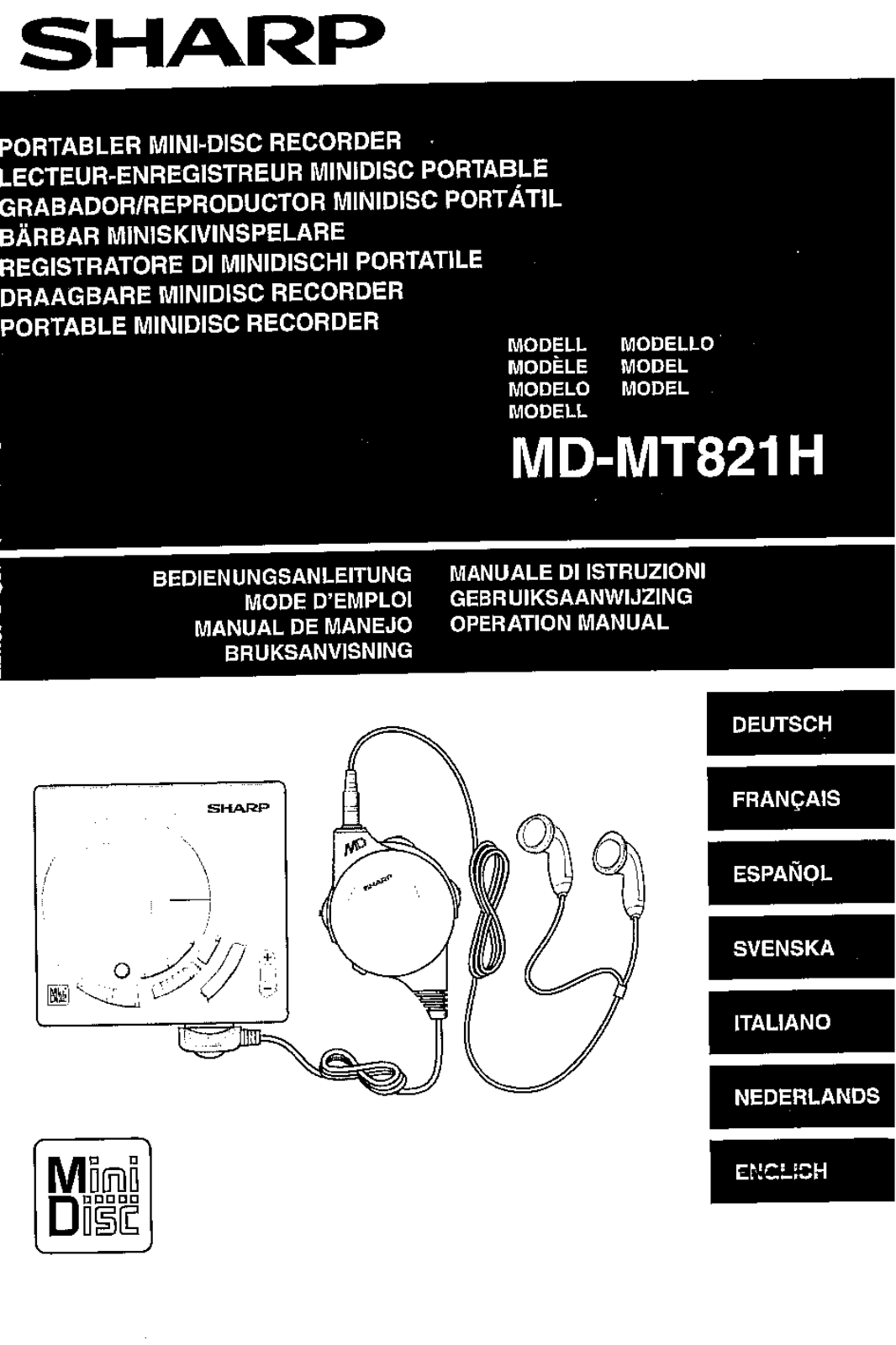 Sharp MD-MT821H User Manual