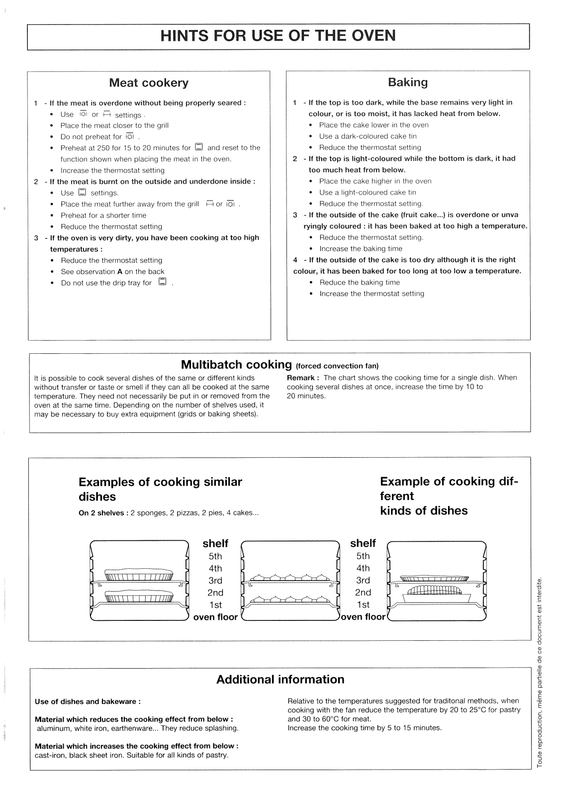 De dietrich FK2437E1, FK2434H3, FK2437H1, FM1637E3, FM1637E2 Hints for use