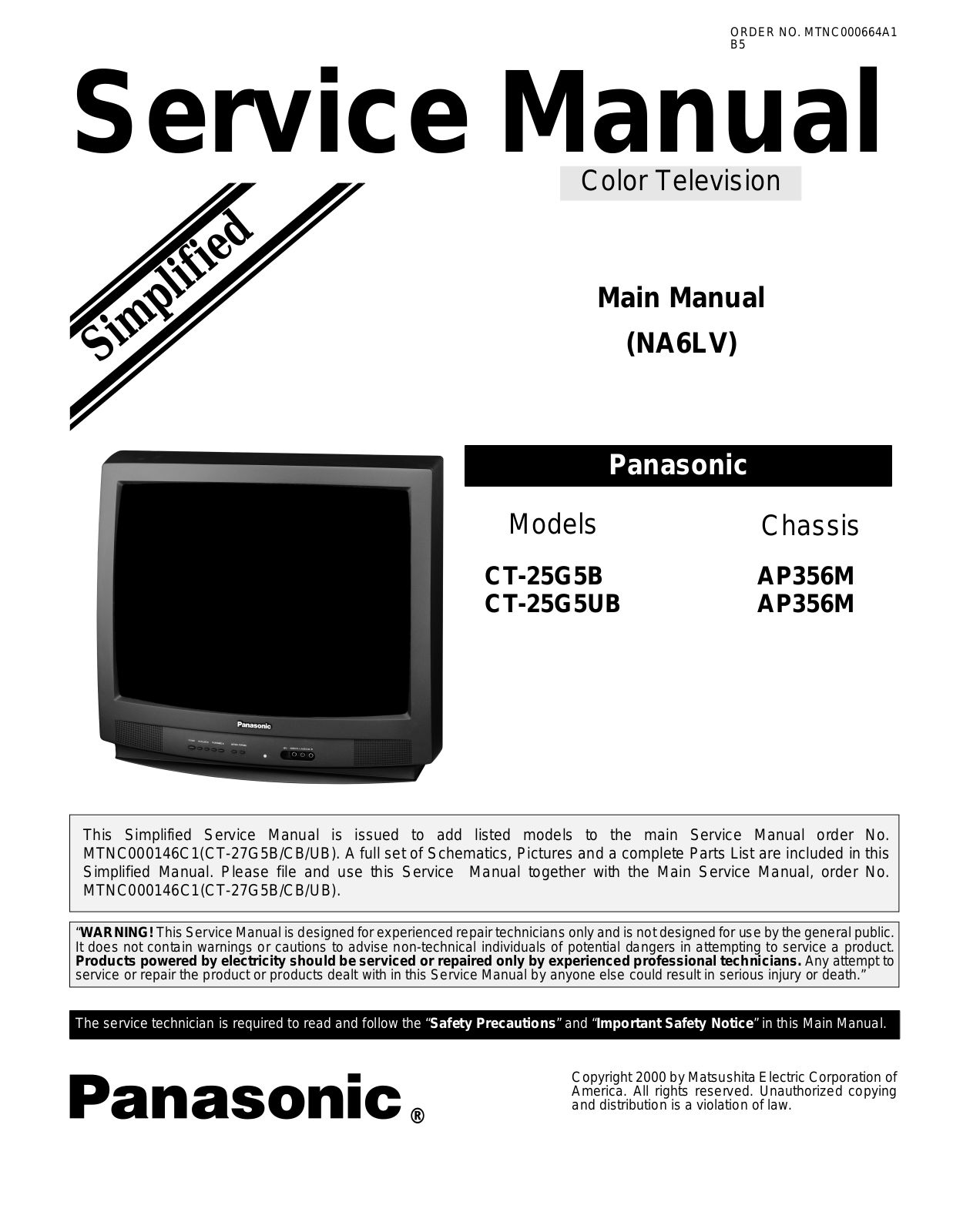Panasonic CT-25G5B Schematic