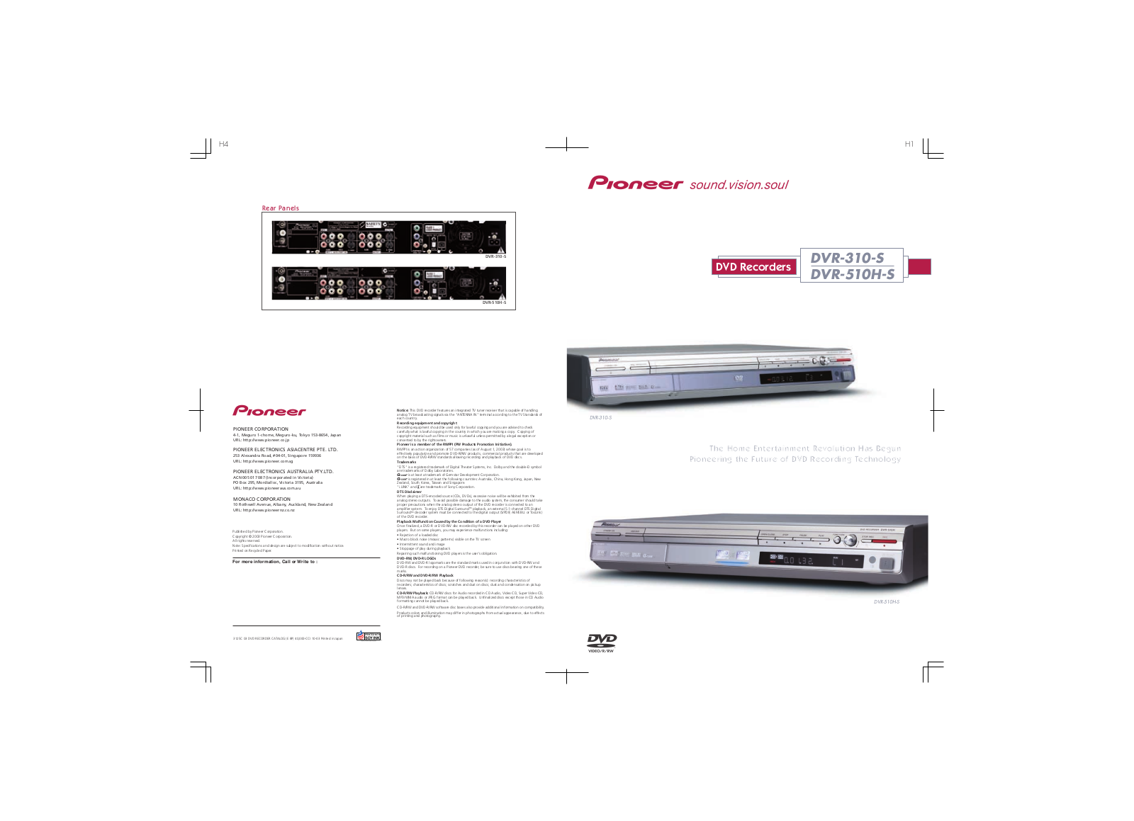 Pioneer DVR-310-S User Manual