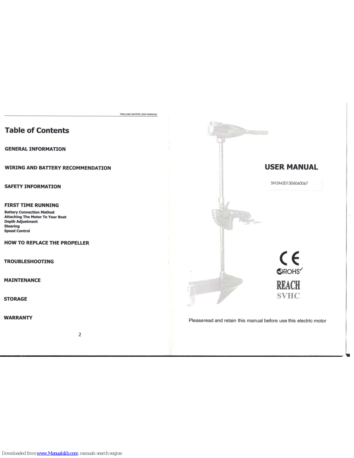 SENZA TROLLING MOTOR User Manual