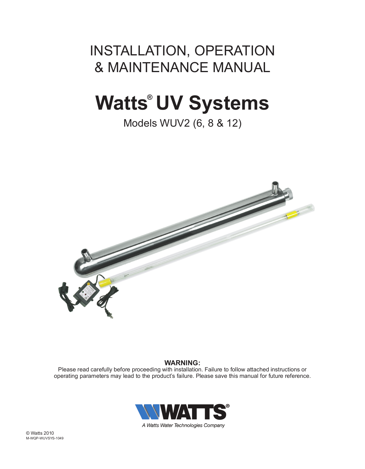 Watts WUV8-110 User Manual