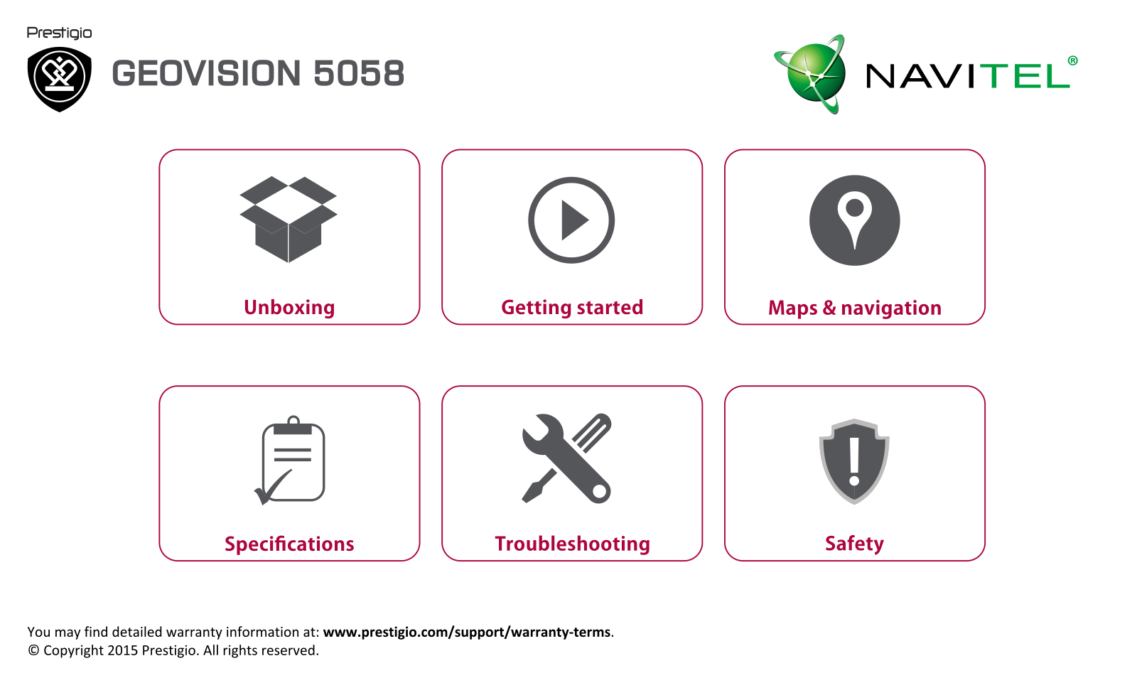 Prestigio GeoVision 5058 Navitel Operating Guide