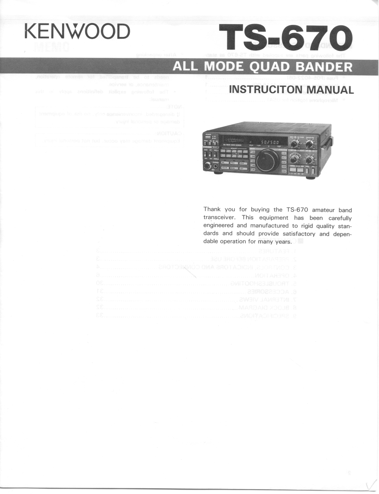 Kenwood TS-670 Owner's Manual