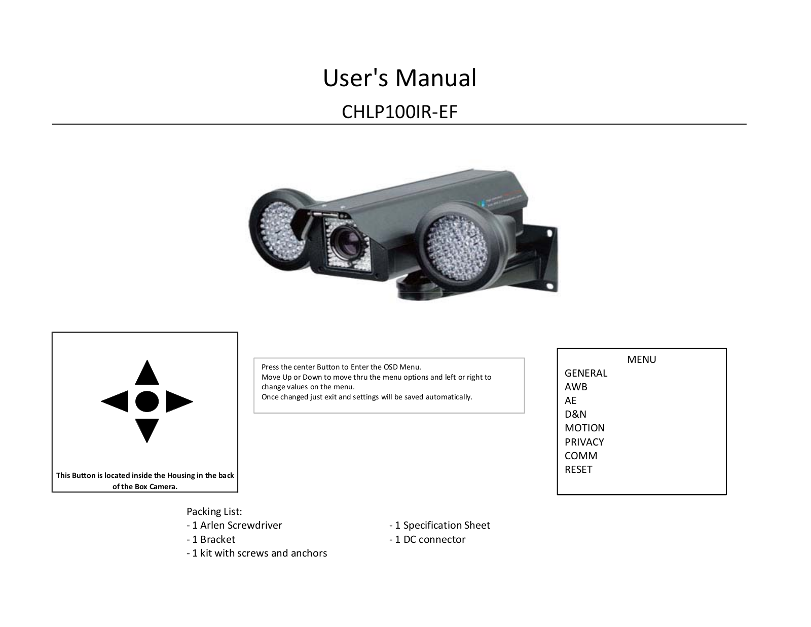 COP-USA CHLP100IR-EF User Manual