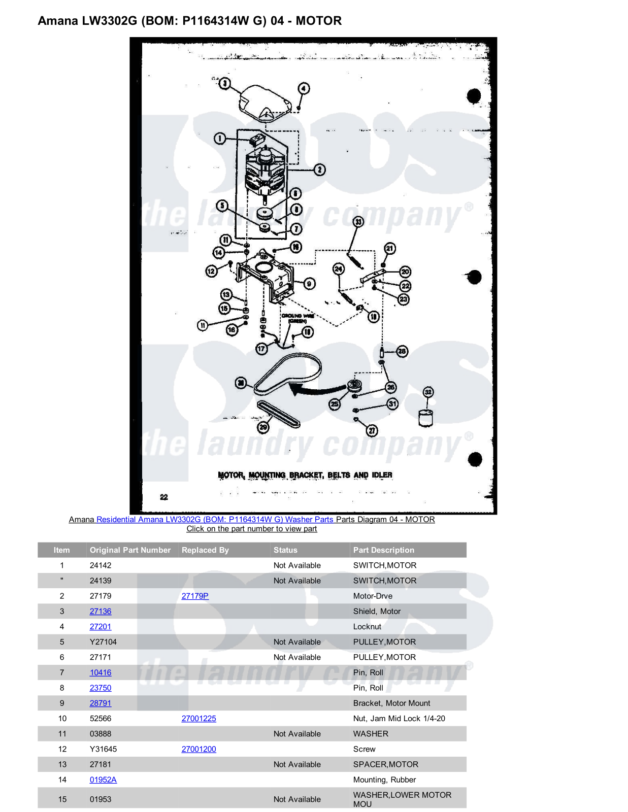 Amana LW3302G Parts Diagram