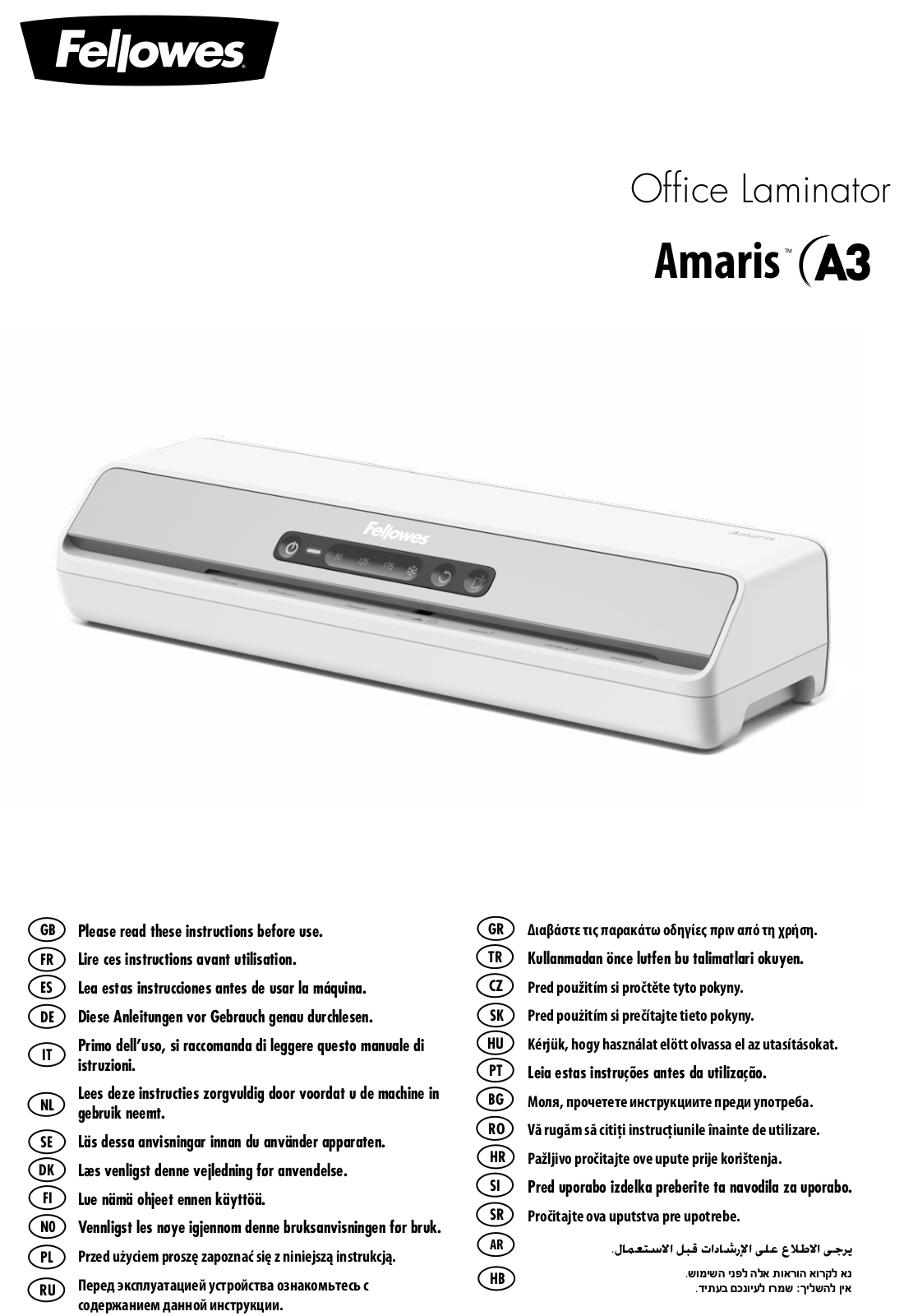 Fellowes Amaris A3 User guide - ManualMachine.com
