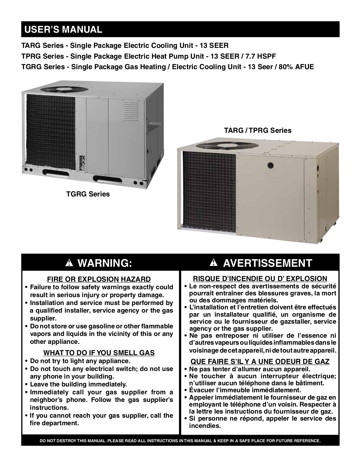 Heat Controller targ, tgrg Owner's Manual
