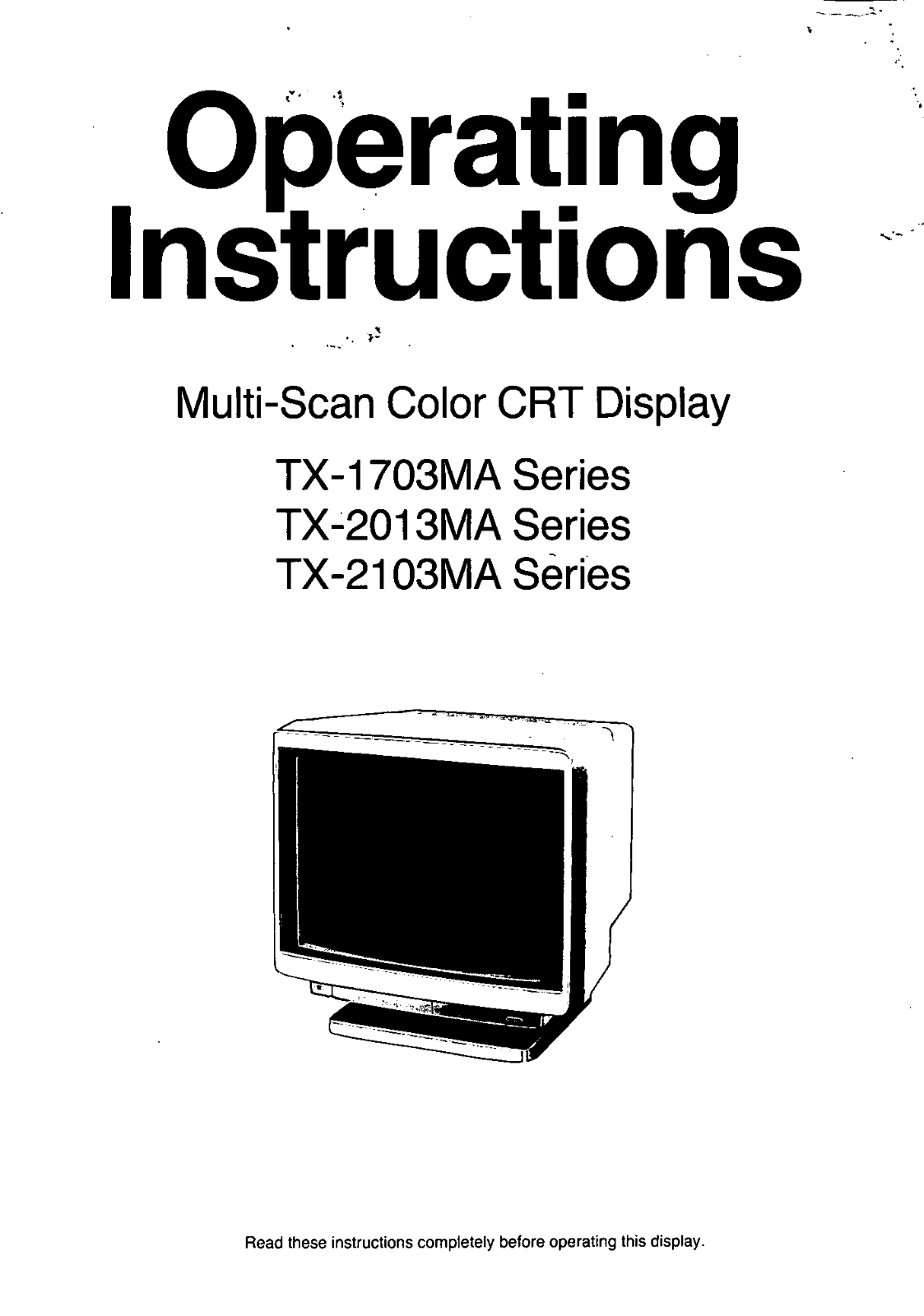 Panasonic TX-2103MA, TX-2013MA, TX-1703MA User Manual